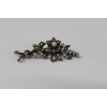 19th century diamond floral spray brooch, tested as15ct (pin stamped 14ct) total 7.7g