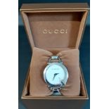 GUCCI - a stainless steel ladies quartz Chiodo 122.5 model wristwatch, fitted with a white dial,