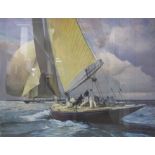 Framed Frank H Wagner print 'Spring Trials'  Endeavour & Shamrock V off Cowes 1934 Limited edition