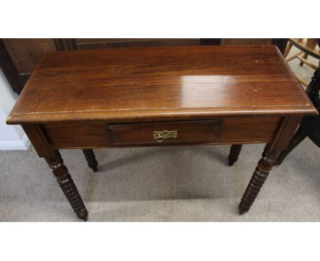 Victorian side table with bobbin turned legs, height 77cm,top 92cm x 39cm