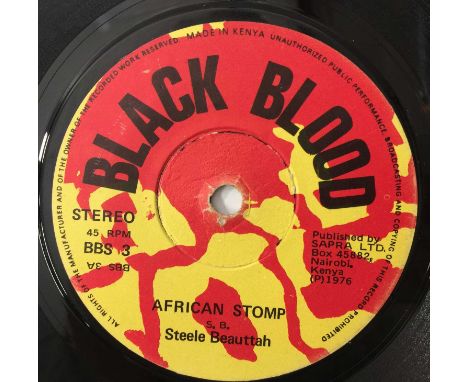 STEELE BEAUTTAH - AFRICAN STOMP 7" (BLACK BLOOD BBS 3). A killer afro-funk doubleheader here with Steele Beauttah - African S