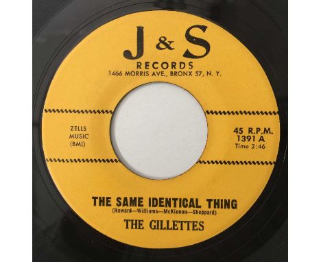 THE GILLETTES - THE SAME IDENTICAL THING/ 24 HOURS OF THE DAY 7" (US NORTHERN - J&amp;S RECORDS - 1391). A jumpin' slice of n