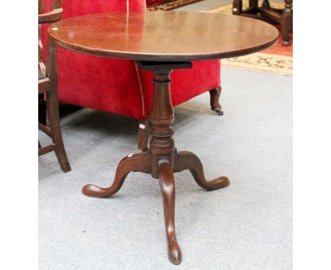 A George III Mahogany Tilt Top Tripod Table, with bird cage action, 76cm by 70cm