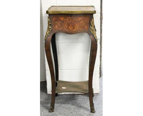 A French Gilt Metal Gilt Metal Mounted Inlaid Kingwood Lamp Table, 35cm by 27cm by 75cm