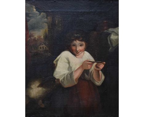 After Sir Joshua Reynolds PRA FRS FRSA (1723-1792)Girl with a MousetrapOil on canvas; together with a signed print of the sam