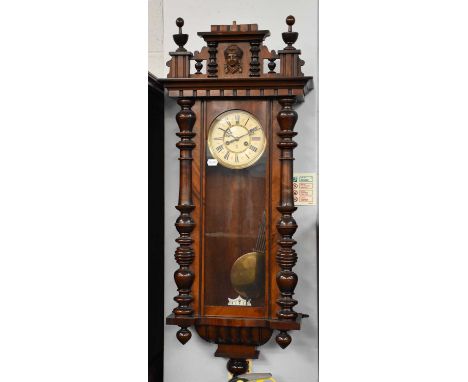 A Vienna Type Wall Striking Gustav Becker Wall Clock, circa 1890, 112cm high