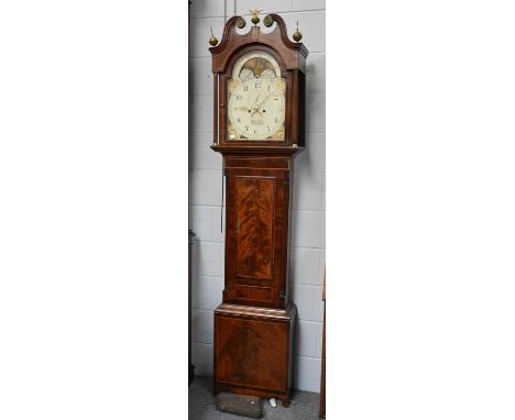 A Mahogany Eight Day Longcase Clock, early 19th century, 13'' arch painted dial, signed Wainwright, Nottingham (possibly in a