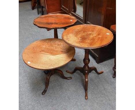Three Various 19th century and Later Tripod Tables, two with tilt top actions