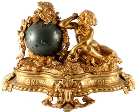 Bronze Kaminuhr Frankreich 19. Jahrhundert, french mantel clock 19th century,Frankreich Mitte 19. Jahrhundert, Bronze feuerve