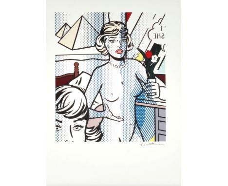 Roy Lichtenstein (1923-1997) stehender weiblicher Akt, female nude act standing,Farb-Offsetdruck auf Arches Büttenpapier (mit