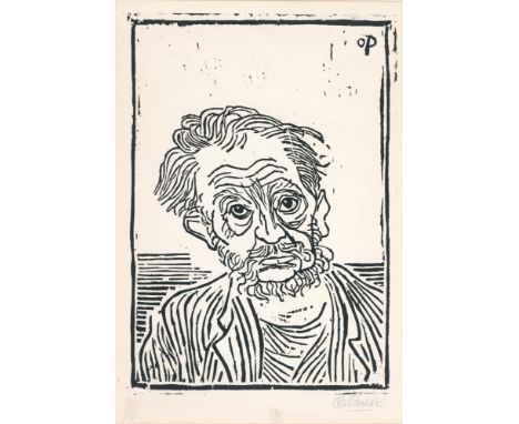 Otto Pankok (1893-1966) Portrait Ernst Barlach II von 1943, woodcut portrait,Holzschnitt/Papier, u. rechts handsigniert Otto 
