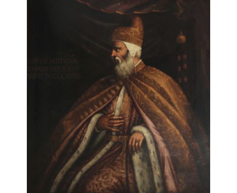 Italienischer Maler 19. Jahrhundert, Monumentalwerk Portrait des Dogen Giovanni II. Particiaco von Venedig, portrait of the D