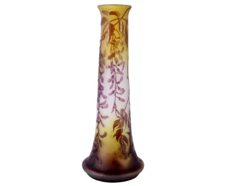 Emile Galle (1846-1904) Große Jugendstil Vase "47,5 cm", french art nouveau huge glass vase,Frankreich, Glas, signiert Gallé,