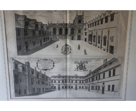 Two early architectural prints of colleges: one of Wadham, the other of Trinity, the largest 40 x 47cm.