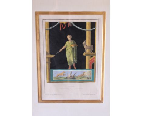 Four antique Italian hand coloured architectural prints, comprising three of classical frescoes from antiquity and another of