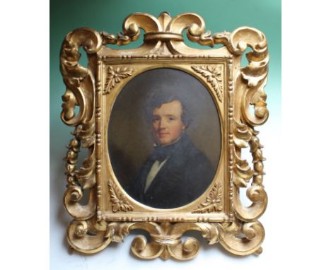 Stephen Pearce (1819-1904), Portrait of a young man in dark suit and cravat, inscribed on frame verso "Stephen Pearce, Artist