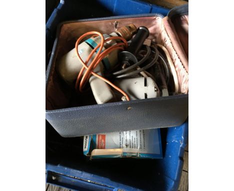 Box of tools including old drills