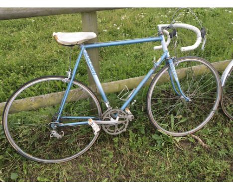 A vintage Raleigh Rapide racing bike.Campagnlolo gears finished in pale blue.