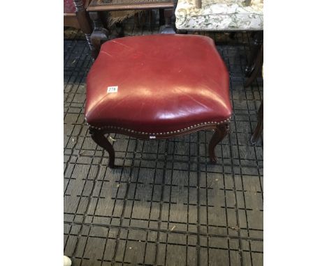 Vintage red leather top stool