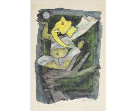 Maqbool Fida Husain (Indian, 1915-2011)Ashta Vinayak all signed and with printed sign and edition 395/500offset print on pape