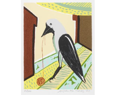 Anjolie Ela Menon (India, B.1940)Crow signed Anjolie Ela Menon '20 lower right and edition 24/100 lower leftserigraph in 12 c