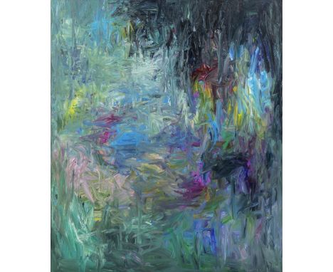 Md Tokon (American-Bangladeshi, B.1980)Moonlight Lilies signed and dated 2021 versoacrylic on canvas, framed146.2 x 126cm (57