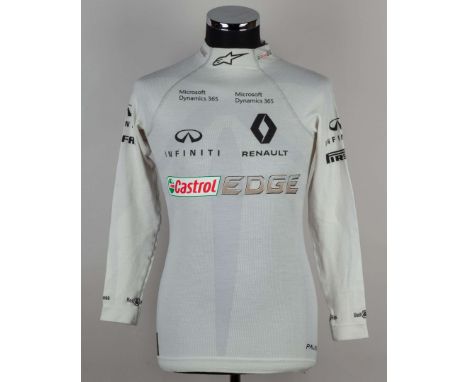 This is an authentic race-used Nomex top worn by British racing driver Jolyon Palmer during his time with Renault Sport Formu