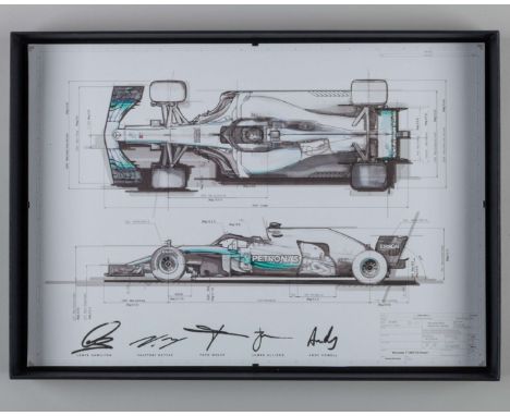 This Mercedes AMG F1 2018 Signed Technical Drawing is an exceptional collector’s piece, offering a detailed and precise repre