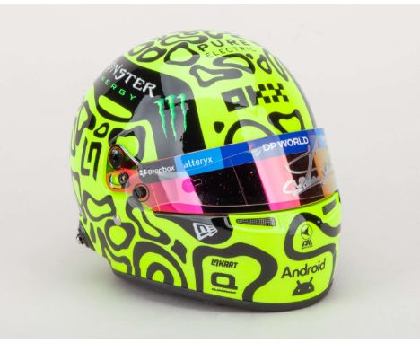 This Lando Norris 2024 McLaren Signed 1:2 Scale Helmet is a remarkable collector's item.&nbsp;Signed by Lando Norris himself,