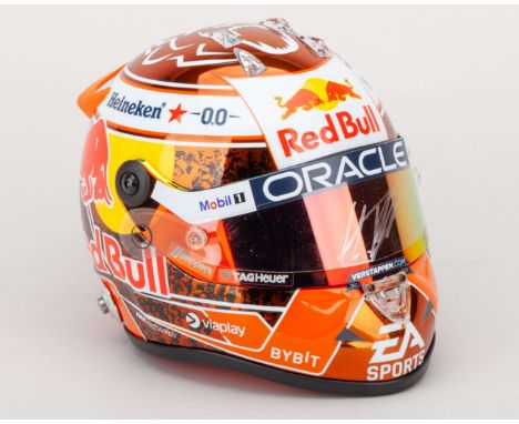 This Max Verstappen 2024 Red Bull Racing Signed 1:2 Scale Helmet represents Verstappen's 4th F1 Driver's World Championship, 