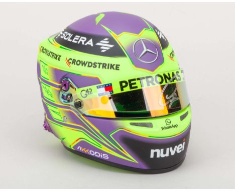 This Lewis Hamilton 2024 Mercedes Signed 1:2 Scale Helmet has been signed by Hamilton himself.&nbsp;A great collectors item f