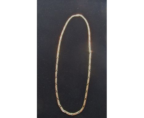 9ct gold figaro chain necklace with lobster claw clasp stamped 375 Italy, L47cm 6.6g 