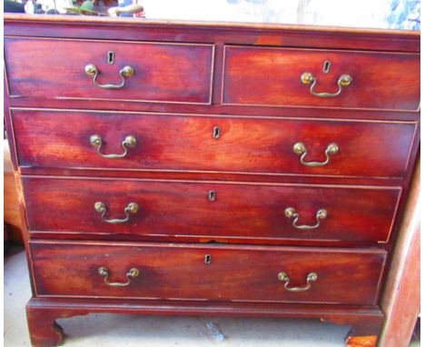 Geo.III mahogany chest of two short above three long drawers on bracket feet W91 D46 H81 