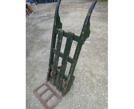 Craig Revel Horwood Collection - Vintage porters type wooden sack barrow with cast iron wheels, H47cm W58cm 