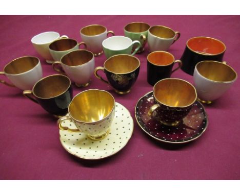 Collection of various Carlton Ware teacups, some with gilt interiors, most lacking saucers (approx 18) 