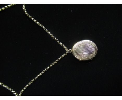 Hallmarked 9ct rose gold locket stamped 375, Birmingham on 9ct gold belcher chain necklace with tube clasp, stamped 9ct L52cm