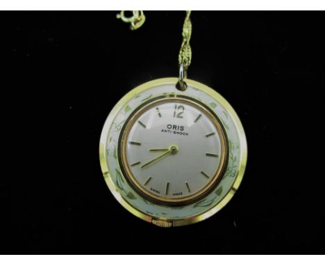 Oris pendant watch, 9ct gold Singapore chain necklace with spring ring clasp stamped 375, L76cm 23.6g 