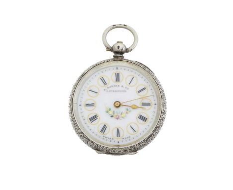 E. Harris &amp; Co., Liverpool, a 19th century silver and enamel open face pocket watch, with engraved reverse, key wound mov