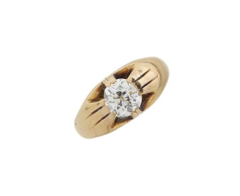 A late Victorian 18ct gold old-cut diamond single-stone band ring, diamond estimated weight 1.10ct, H-I colour, SI2-P1 clarit