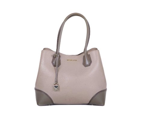 Michael Kors, a Mercer Gallery satchel, crafted from two-tone grey leather, featuring double looping top handles, pale gold-t