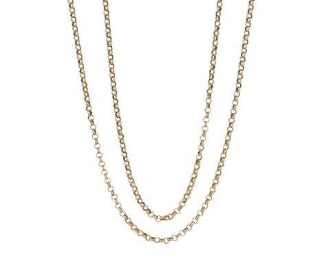 A 9ct gold longuard chain necklace, with bolt ring clasp, length 154cm, 26.9gOverall good conditionSome light marks, discolou