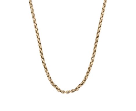 An early 20th century 10ct gold longuard chain necklace, with lobster clasp terminal, stamped 10ct, wearable length 47cm, 35.