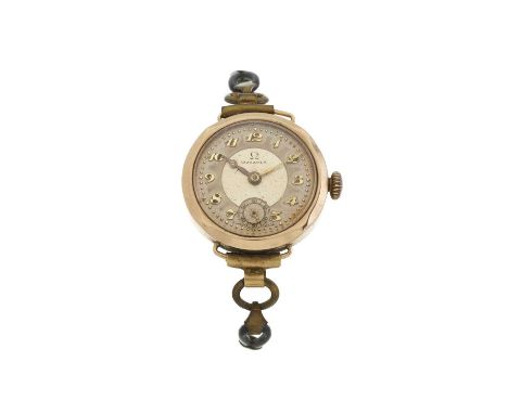 Omega, an Art Deco 9ct gold trench watch, circa 1930, signed manual wind movement calibre 23.7 ST2, serial 7752145, case with