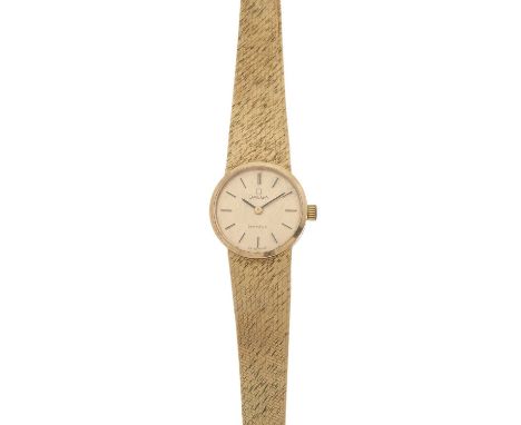 Omega, a 9ct gold Geneve bracelet watch, AF, circa 1972, reference 1061, signed manual wind movement calibre 625, serial 3593