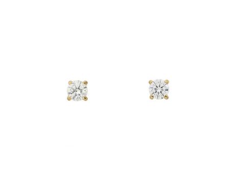 A pair of 9ct gold brilliant-cut diamond stud earrings, estimated total diamond weight 0.20ct, H-I colour, VS clarity, hallma