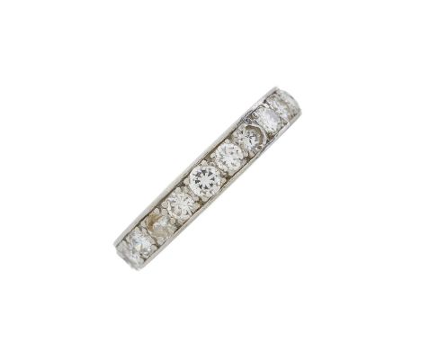 A mid 20th century platinum circular-cut diamond full eternity ring, estimated total diamond weight 1.50ct, H-I colour, VS2-S