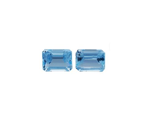 A pair of rectangular-shape aquamarines, total weight 3.10ct, currently loose from mount, 0.6g Overall good conditionAquamari