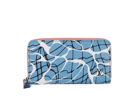 Louis Vuitton, an Aqua epi zippy wallet, featuring a light blue water effect epi leather exterior, with a wraparound zip clos
