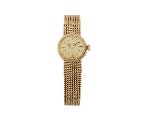 Omega, a 9ct gold bracelet watch, circa 1972, signed manual wind movement calibre 485, serial 30545809, case numbered 7115669