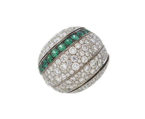 de Grisogono, an 18ct gold brilliant-cut diamond and emerald cocktail ring, estimated total diamond weight 5ct, G-H colour, V